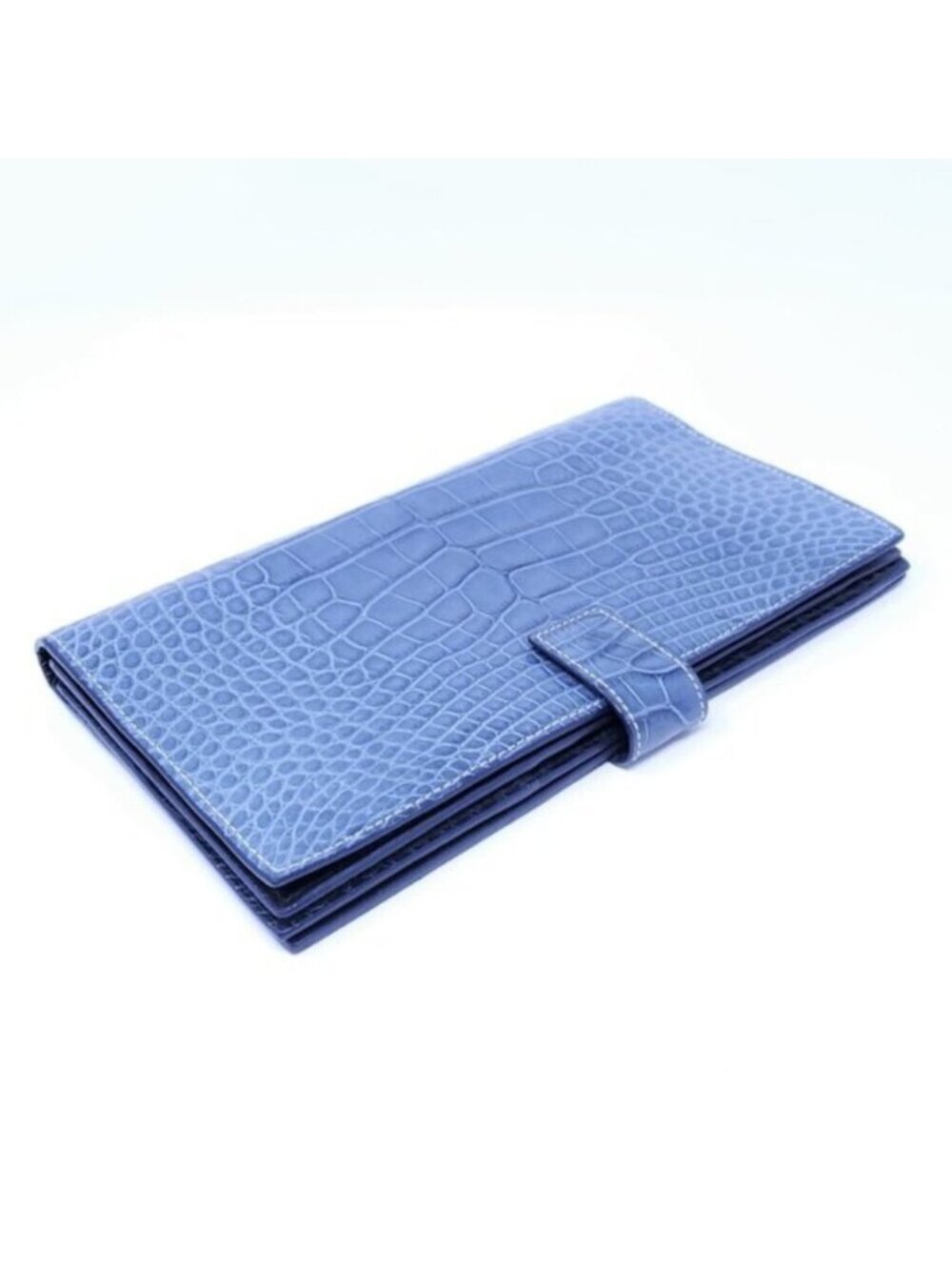 ZILLI Voyageur Wallet in Cornflower Blue Matte Crocodile